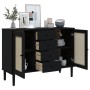 SENJA sideboard rattan look black pine wood 112x40x80 cm by , Sideboards - Ref: Foro24-358027, Price: 148,81 €, Discount: %