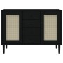 SENJA sideboard rattan look black pine wood 112x40x80 cm by , Sideboards - Ref: Foro24-358027, Price: 148,81 €, Discount: %