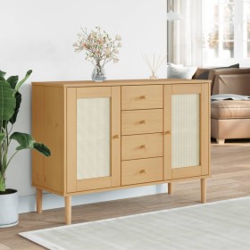 SENJA sideboard rattan look brown pine wood 112x40x80 cm by , Sideboards - Ref: Foro24-358025, Price: 131,13 €, Discount: %