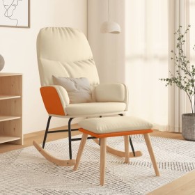 Rocking chair with footrest in cream white fabric by vidaXL, Rocking chairs - Ref: Foro24-3097403, Price: 174,51 €, Discount: %