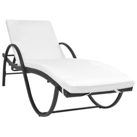 Garden lounger with black synthetic rattan cushion by vidaXL, Loungers - Ref: Foro24-42884, Price: 128,55 €, Discount: %