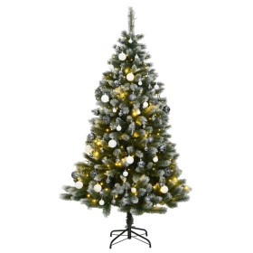 Artificial Christmas tree with hinges 300 LED and balls 240 cm by vidaXL, Christmas trees - Ref: Foro24-3210425, Price: 236,3...