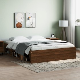 Brown oak bed frame 160x200 cm by vidaXL, Beds and slatted bases - Ref: Foro24-3203879, Price: 190,99 €, Discount: %