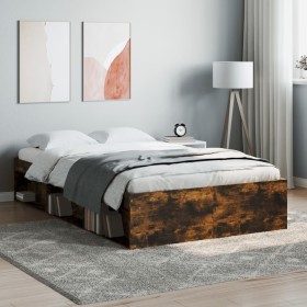 Estructura de cama roble ahumado 120x190 cm de vidaXL, Camas y somieres - Ref: Foro24-3203898, Precio: 159,05 €, Descuento: %