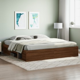 Brown oak bed frame 200x200 cm by vidaXL, Beds and slatted bases - Ref: Foro24-3203893, Price: 218,99 €, Discount: %