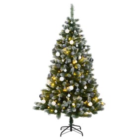 Artificial Christmas tree with hinges 300 LED and balls 210 cm by vidaXL, Christmas trees - Ref: Foro24-3210424, Price: 175,2...