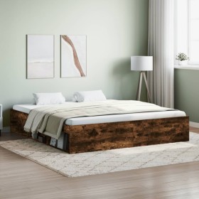 Smoked oak bed frame 180x200 cm by vidaXL, Beds and slatted bases - Ref: Foro24-3203884, Price: 204,45 €, Discount: %