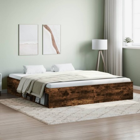 Estructura de cama roble ahumado 180x200 cm de vidaXL, Camas y somieres - Ref: Foro24-3203884, Precio: 204,15 €, Descuento: %