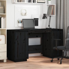 Solid black pine wood desk 140x50x75 cm by vidaXL, Desks - Ref: Foro24-840149, Price: 206,92 €, Discount: %