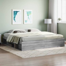 Estructura de cama Sonoma gris 200x200 cm de vidaXL, Camas y somieres - Ref: Foro24-3203892, Precio: 192,99 €, Descuento: %