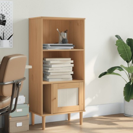 SENJA shelving unit rattan look brown pine wood 60x35x130 cm by vidaXL, Bookcases and shelves - Ref: Foro24-358058, Price: 85...