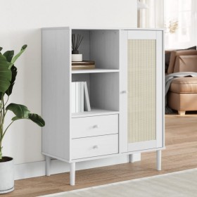 SENJA hohes Sideboard Rattan-Holzoptik weiß 90x40x112 cm von vidaXL, Sideboards - Ref: Foro24-358056, Preis: 131,14 €, Rabatt: %