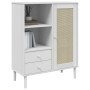 Aparador alto SENJA aspecto de ratán madera blanco 90x40x112 cm de vidaXL, Aparadores - Ref: Foro24-358056, Precio: 131,93 €,...