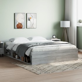 Estructura de cama gris Sonoma 140x190 cm de vidaXL, Camas y somieres - Ref: Foro24-3203906, Precio: 169,99 €, Descuento: %