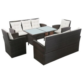 Set of 5-piece garden sofas and brown synthetic rattan cushions by vidaXL, Garden sets - Ref: Foro24-43973, Price: 714,49 €, ...