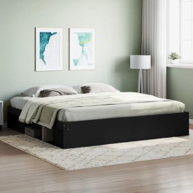 Black bed frame 200x200 cm by vidaXL, Beds and slatted bases - Ref: Foro24-3203888, Price: 215,69 €, Discount: %