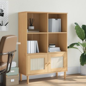 SENJA shelving unit rattan look brown pine wood 90x35x130 cm by vidaXL, Bookcases and shelves - Ref: Foro24-358061, Price: 11...