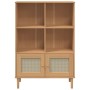 SENJA shelving unit rattan look brown pine wood 90x35x130 cm by vidaXL, Bookcases and shelves - Ref: Foro24-358061, Price: 11...