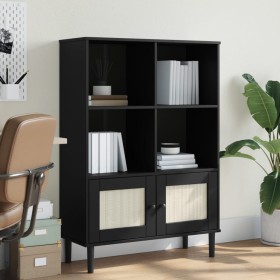 Estantería SENJA aspecto ratán madera pino negro 90x35x130 cm de vidaXL, Librerías y estanterías - Ref: Foro24-358063, Precio...