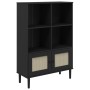 SENJA shelving unit rattan look black pine wood 90x35x130 cm by vidaXL, Bookcases and shelves - Ref: Foro24-358063, Price: 11...