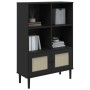 SENJA shelving unit rattan look black pine wood 90x35x130 cm by vidaXL, Bookcases and shelves - Ref: Foro24-358063, Price: 11...