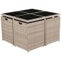 9-teiliges Garten-Esszimmerset und Kissen, synthetisches Rattan, beige von vidaXL, Gartensets - Ref: Foro24-42556, Preis: 619...