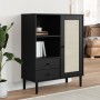 Aparador alto SENJA aspecto de ratán madera negro 90x40x112 cm de vidaXL, Aparadores - Ref: Foro24-358057, Precio: 130,34 €, ...