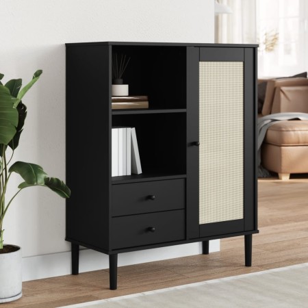 SENJA tall highboard with black rattan wood look 90x40x112 cm by vidaXL, Sideboards - Ref: Foro24-358057, Price: 130,34 €, Di...