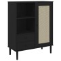 Aparador alto SENJA aspecto de ratán madera negro 90x40x112 cm de vidaXL, Aparadores - Ref: Foro24-358057, Precio: 130,34 €, ...