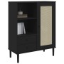 Aparador alto SENJA aspecto de ratán madera negro 90x40x112 cm de vidaXL, Aparadores - Ref: Foro24-358057, Precio: 130,34 €, ...