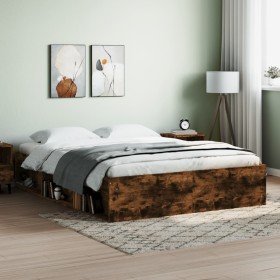 Estructura de cama roble ahumado 160x200 cm de vidaXL, Camas y somieres - Ref: Foro24-3203877, Precio: 174,99 €, Descuento: %