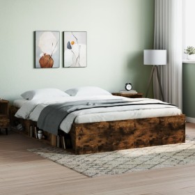 Estructura de cama roble ahumado 140x200 cm de vidaXL, Camas y somieres - Ref: Foro24-3203863, Precio: 165,99 €, Descuento: %