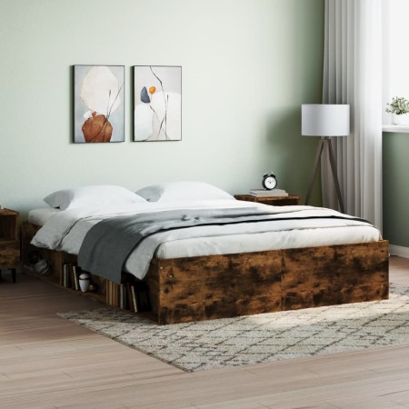 Smoked oak bed frame 140x200 cm by vidaXL, Beds and slatted bases - Ref: Foro24-3203863, Price: 165,99 €, Discount: %