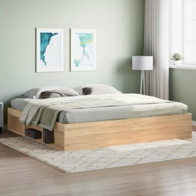 Estructura de cama roble Sonoma 200x200 cm de vidaXL, Camas y somieres - Ref: Foro24-3203889, Precio: 172,43 €, Descuento: %