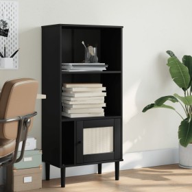 SENJA shelf in black pine wood rattan look 60x35x130 cm by vidaXL, Bookcases and shelves - Ref: Foro24-358060, Price: 85,99 €...