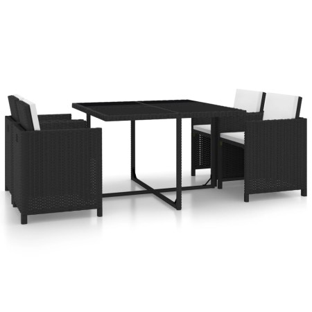 Set comedor de jardín 5 piezas y cojines ratán sintético negro de vidaXL, Conjuntos de jardín - Ref: Foro24-43898, Precio: 32...