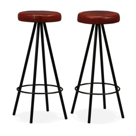 Kitchen bar stools, 2 units, genuine leather by vidaXL, Kitchen stools - Ref: Foro24-245443, Price: 163,99 €, Discount: %