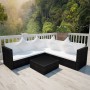 Set de muebles de jardín 4 pzas y cojines ratán sintético negro de vidaXL, Conjuntos de jardín - Ref: Foro24-42895, Precio: 4...