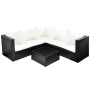 Set de muebles de jardín 4 pzas y cojines ratán sintético negro de vidaXL, Conjuntos de jardín - Ref: Foro24-42895, Precio: 4...