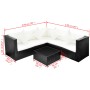 Set de muebles de jardín 4 pzas y cojines ratán sintético negro de vidaXL, Conjuntos de jardín - Ref: Foro24-42895, Precio: 4...