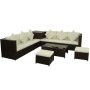 Set muebles de jardín 8 piezas y cojines ratán sintético marrón de vidaXL, Conjuntos de jardín - Ref: Foro24-42898, Precio: 6...