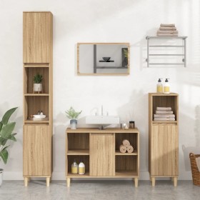 Sonoma oak plywood 3-piece bathroom furniture set by vidaXL, Bathroom furniture - Ref: Foro24-3185616, Price: 203,99 €, Disco...