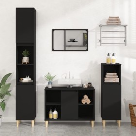 Juego de muebles de baño 3 pzas madera contrachapada negro de vidaXL, Muebles de baño - Ref: Foro24-3185614, Precio: 202,59 €...