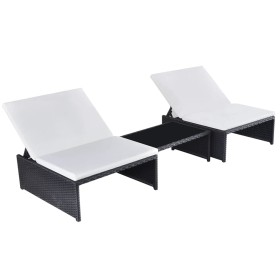 Sillas de jardín reclinables con mesa 2 uds ratán PE negro de vidaXL, Tumbonas - Ref: Foro24-43069, Precio: 170,15 €, Descuen...