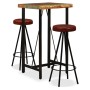 Bar furniture set 3 pieces solid recycled wood genuine leather by vidaXL, Furniture sets for kitchens and dining rooms - Ref:...