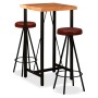 Set muebles de bar 3 pzas madera maciza acacia cuero genuino de vidaXL, muebles para cocinas y comedores - Ref: Foro24-275127...