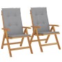 Reclining garden chairs and cushions 2 pcs solid teak wood by vidaXL, Garden chairs - Ref: Foro24-3196434, Price: 301,14 €, D...