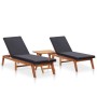 Tumbonas con mesa 2 uds ratán sintético y madera maciza acacia de vidaXL, Tumbonas - Ref: Foro24-3054501, Precio: 437,04 €, D...