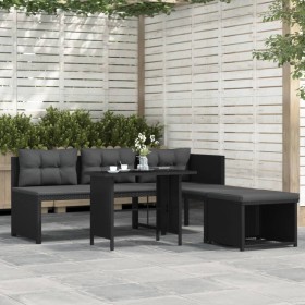 Set de muebles de jardín 4 piezas ratán sintético negro de vidaXL, Conjuntos de jardín - Ref: Foro24-44287, Precio: 265,99 €,...