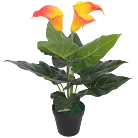 Planta Cala Lilly artificial con macetero roja y amarilla 45 cm de vidaXL, Flora artificial - Ref: Foro24-244442, Precio: 21,...